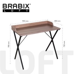 Стол на металлокаркасе BRABIX "LOFT CD-008", 900х500х780 мм, цвет морёный дуб, 641863 - фото 8