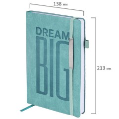 Ежедневник недатированный А5 138х213 мм BRAUBERG "BeStyle", под кожу, резинка, держатель, 160 л., сине-зеленый, 116218 - фото 2