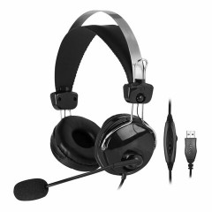 Наушники с микрофоном (гарнитура) A4TECH HU-7P, проводные, 2 м, USB, черные, 1379906 Наушники с микрофоном (гарнитура) A4TECH HU-7P, проводные, 2 м, USB, черные, 1379906 - фото 2