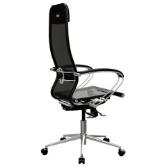 Кресло МЕТТА "ErgoLife" 10 B1-104K, хром, синхромеханизм, прочная сетка, черное - фото 5