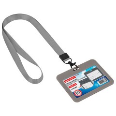 Бейдж горизонтальный (54х85 мм), лента 45 см с карабином, СЛАЙДЕР, серый, BRAUBERG EXTRA, 238835 - фото 3