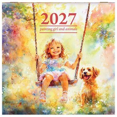 Календарь настенный перекидной 2027 г., BRAUBERG, 12 листов, 21,4х42,8 см, МИНИ, "Painting girl", 118437 - фото 2