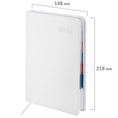 Ежедневник датированный 2026 А5 148х218 мм, GALANT "White", под кожу, белый, 117494 - фото 2