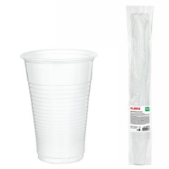 Стакан одноразовый, пластиковый 200 мл, КОМПЛЕКТ 100 шт., БЮДЖЕТ, белые, ПП, холодное/горячее, LAIMA, 600934