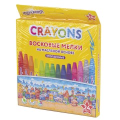 Восковые мелки утолщенные на масляной основе ЮНЛАНДИЯ "ДОМИКИ", 24 цвета, 273091 - фото 8