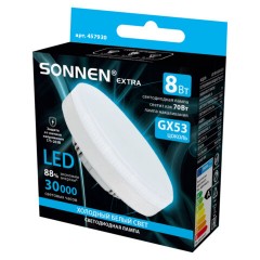 Лампа светодиодная SONNEN EXTRA, 8 (70) Вт, GX53, таблетка, холодный белый, 30000 ч, LED 8W-6500-GX53, 457930 - фото 3