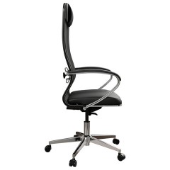 Кресло офисное МЕТТА "ErgoLife" Comfort, хром, сиденье мягкое, ткань-сетка/экокожа, черное - фото 6