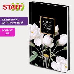 Ежедневник датированный 2026 145х215 мм, А5, STAFF, ламинированная обложка, "Розы", 117322 - фото 10