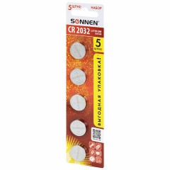Батарейки литиевые SONNEN Lithium CR2032 "таблетки, дисковые, кнопочные" КОМПЛЕКТ 5 шт., блистер, 455504 - фото 5