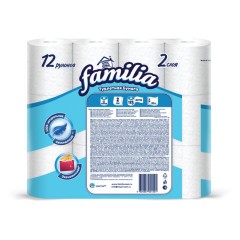 Бумага туалетная бытовая, спайка 12 шт., 2-слойная (12х15 м), FAMILIA CLASSIC, белая, 5070655 - фото 2
