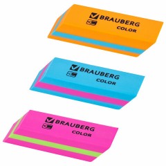 Ластики BRAUBERG "Color", НАБОР 3 штуки, 55х15х13 мм, прямоугольные, скошенные, блистер, 272672 Ластики BRAUBERG "Color", НАБОР 3 штуки, 55х15х13 мм, прямоугольные, скошенные, блистер, 272672 - фото 2