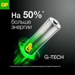 Батарейка 1 шт., GP Super G-Tech, Крона (6LR61, 6LF22, 1604A), алкалиновая, в пленке, 1604A-5S1 Батарейка 1 шт., GP Super G-Tech, Крона (6LR61, 6LF22, 1604A), алкалиновая, в пленке, 1604A-5S1 - фото 3