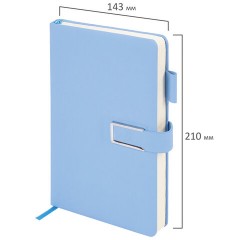 Ежедневник недатированный, А5, 143х210 мм, BRAUBERG "Dainty", под кожу, магнитная застежка, 160 л., голубой, 117144 - фото 2