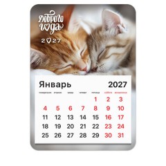 Календарь отрывной на магните на 2027 г., BRAUBERG, 130x180 мм, склейка, "Котики", 118478
