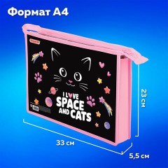 Папка для тетрадей ПИФАГОР А4, 1 отделение, картон/пластик, на молнии, "Dark kitten", 273339 - фото 9