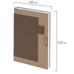 Ежедневник в наборе с ручкой А5, 144x210 мм, BRAUBERG "Style" под кожу, 160 листов, бежевый, 116861 - фото 3