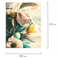Тетрадь на кольцах А5 160х212 мм, 120 листов, картон, фольга, клетка, BRAUBERG, "Delicate flowers", 404737 - фото 3