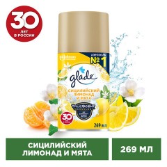 Сменный баллон 269 мл GLADE "Сицилийский лимонад и мята", для автоматических освежителей, универсальный, 33705 - фото 3