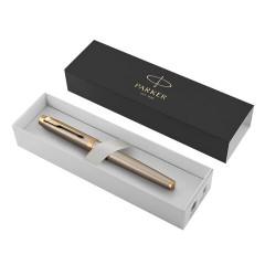 Ручка-роллер PARKER "IM Core Brushed Metal GT", серебристый матовый лак, позолота, черная, 1931663 - фото 2