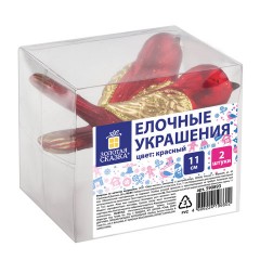 Украшение ёлочное в форме ПТИЧЕК, 2 шт., 11 см, пластик, цвет красный/золотистый, ЗОЛОТАЯ СКАЗКА, 590893 - фото 2