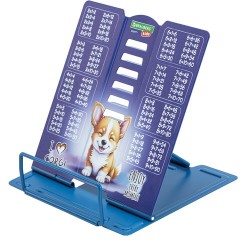 Подставка для книг и учебников BRAUBERG KIDS mini "Корги" с таблицей умножения, регулируемый угол наклона, металлическая, 238971