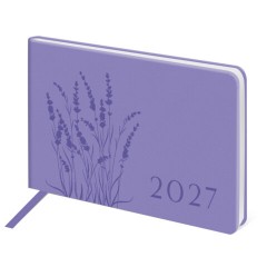 Еженедельник датированный 2027, МАЛЫЙ ФОРМАТ, 105х160 мм, А6, BRAUBERG "Imprint", тиснение, сиреневый, 118162