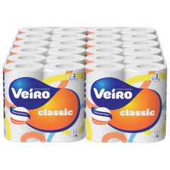 Бумага туалетная бытовая, спайка 4 шт., 2-слойная (4х15 м), VEIRO Classic (Вейро), белая, 5с24 - фото 5