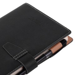 Ежедневник датированный 2026, А5, 143х218 мм, BRAUBERG "Journal", под кожу, застежка, держатель для ручки, органайзер, черный, 117382 - фото 5