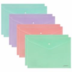 Папка-конверт с кнопкой А4, КОМПЛЕКТ 8 шт., пастельные цвета ассорти, BRAUBERG "PASTEL", 0,18 мм, 272865 Папка-конверт с кнопкой А4, КОМПЛЕКТ 8 шт., пастельные цвета ассорти, BRAUBERG "PASTEL", 0,18 мм, 272865 - фото 2