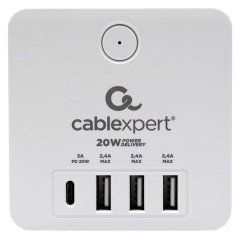 Сетевой фильтр CABLEXPERT Cube, 4 розетки, 16 А, 1 x Type-C PD, 3 х USB, белый, CUBE-4-СU3-W, CUBE-4-CU3-W - фото 3