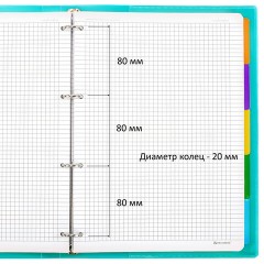 Тетрадь на кольцах БОЛЬШАЯ А4, 305х235 мм, 120 л., пластик, разделители, BRAUBERG MOVE, бирюзовый, 405255 - фото 5