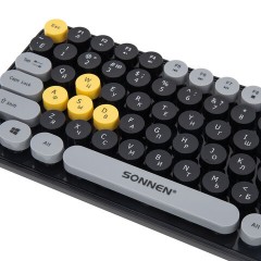 Клавиатура беспроводная USB, 105 клавиш, SONNEN K303BY, черная / серая / желтая, 513952 - фото 6