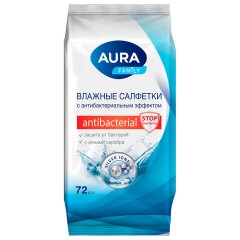 Салфетки влажные, 72 шт., AURA "Family", антибактериальные, для всей семьи, 26065, 7044 Салфетки влажные, 72 шт., AURA "Family", антибактериальные, для всей семьи, 26065, 7044 - фото 2