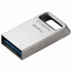 Флеш-диск 64 GB, KINGSTON DataTraveler Micro USB 3.2, металлический корпус, серебристый, DTMC3G2/64GB - фото 3