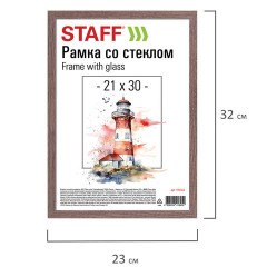 Рамка 21х30 см со стеклом, багет 12 мм, пластик под МДФ, STAFF "Benefit", цвет капучино, 391365 Рамка 21х30 см со стеклом, багет 12 мм, пластик под МДФ, STAFF "Benefit", цвет капучино, 391365 - фото 5