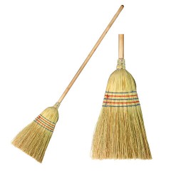 Веник-метла сорго LAIMA 2, натуральный, прошивной, с деревянным черенком 95 см, большой, 450х330 мм, 602463 - фото 3