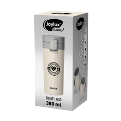 Термокружка 380 мл JOYLUX (ДЖОЙЛЮКС) CLASSIC COFFEE, нержавеющая сталь SUS304, бежевый с принтом, 700273 - фото 5