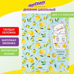 Дневник 1-11 класс 48 л., кожзам (твердая), магнитный клапан, ЮНЛАНДИЯ, "Котик", 106562 - фото 20