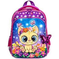 Ранец BRAUBERG QUADRO, 3 отделения, с брелоком, "Charming kitten", 37х28х18 см, 270602 - фото 6