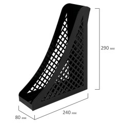 Лоток вертикальный для бумаг BRAUBERG ECO, 240х80х290 мм, сетчатый, черный, 239014 - фото 7