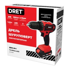 Дрель-шуруповерт аккумуляторная 20 В, Li-ion 1х1,5 Ач, 30 Нм, двусторонняя БИТА в подарок, DRET (ДРЕТ) ДША-20-1, 671503 - фото 2