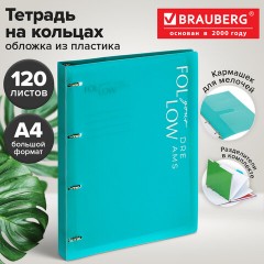 Тетрадь на кольцах БОЛЬШАЯ А4, 305х235 мм, 120 л., пластик, разделители, BRAUBERG MOVE, бирюзовый, 405255 - фото 11