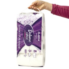 Бумага туалетная 3-х слойная, 8 рулонов (8х16,5 м), LAIMA Deluxe, 100% целлюлоза, 115396 Бумага туалетная 3-х слойная, 8 рулонов (8х16,5 м), LAIMA Deluxe, 100% целлюлоза, 115396 - фото 8