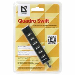 Хаб USB 2.0, 7 портов, черный, DEFENDER QUADRO SWIFT, 83203 Хаб USB 2.0, 7 портов, черный, DEFENDER QUADRO SWIFT, 83203 - фото 4