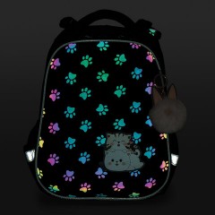 Ранец BRAUBERG LUMINOUS, 2 отделения, с брелоком, "Paws", СВЕТЯЩИЙСЯ РИСУНОК, 38х29х16 см, 271366 - фото 9