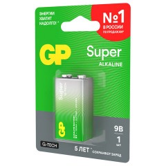 Батарейка GP Super 6LR61/Крона 9V/1604A 1604A-5CR1/1604AA21-5CRSBC1 бл/1 - фото 6