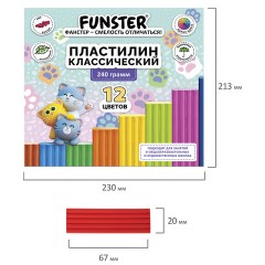 Пластилин классический, кросс-серия "КОШАЧЬИ ЛАПКИ", 12 цветов, 240 г, СТЕК, ВЫСШЕЕ КАЧЕСТВО, FUNSTER (ФАНСТЕР), 107521 - фото 4