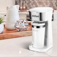 Кофеварка капельная KITFORT КТ-7411, 450 Вт, объем 0,4 л, термокружка в ПОДАРОК, белая - фото 4