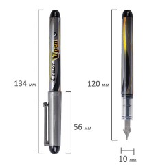 Ручка перьевая PILOT V-Pen, ЧЕРНАЯ, корпус серый, линия письма 0,58 мм, SVP-4M B - фото 8