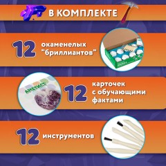 Набор для раскопок "Минералы", 12 видов, карточки, инструменты, BRAUBERG KIDS, 665129 Набор для раскопок "Минералы", 12 видов, карточки, инструменты, BRAUBERG KIDS, 665129 - фото 13